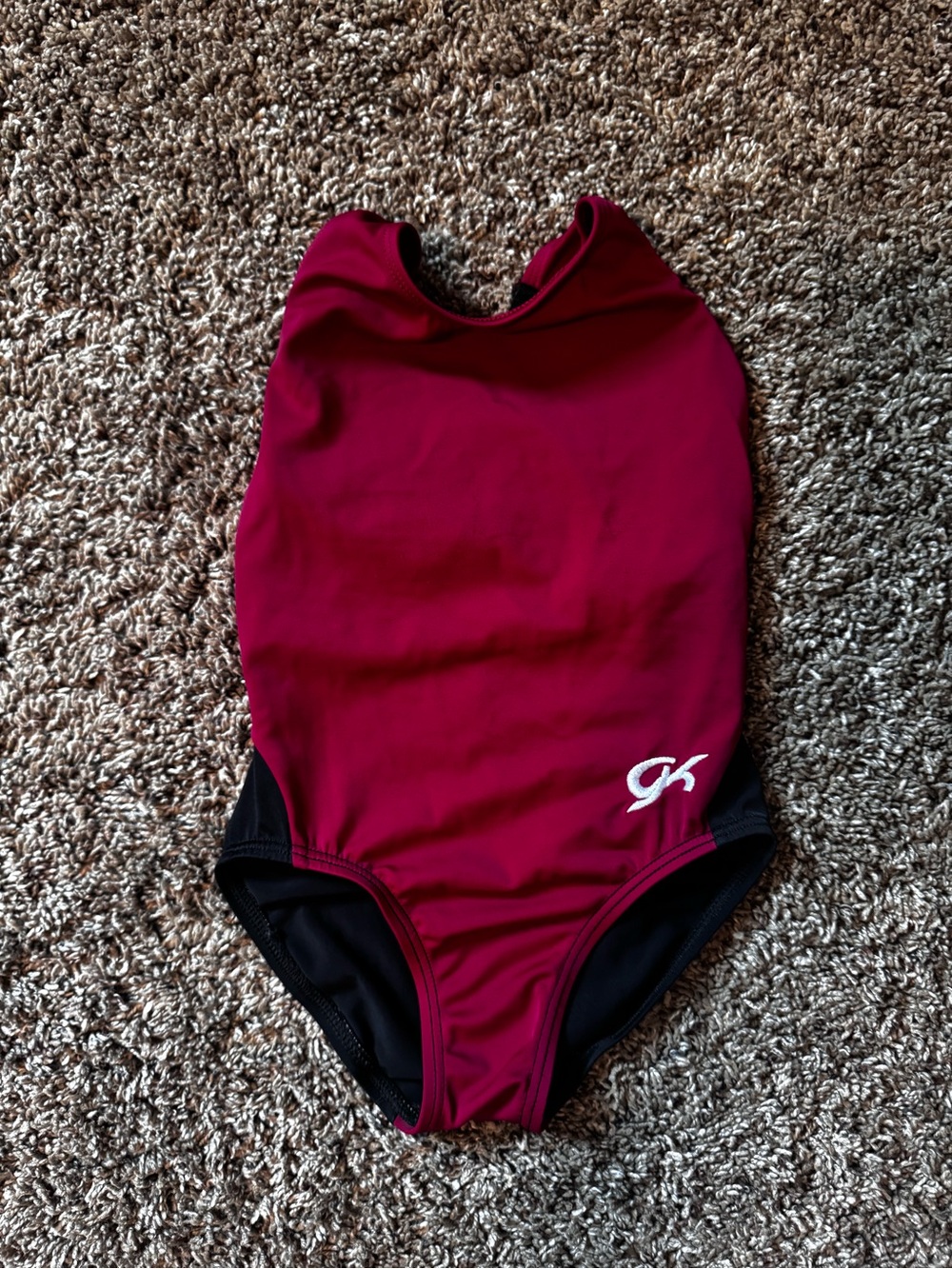 Gk Burgundy and Black Girls Athletic One-Piece Gymnastics Leo